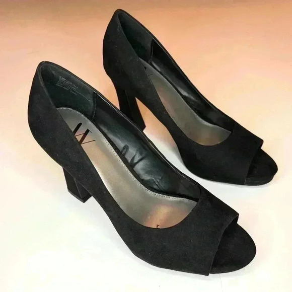 Worthington Womens Lula Peep Toe Flared Heel Pumps Size 7.5 Black - Picture 2 of 8